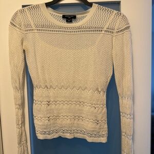 Marciano By Guess Women's White Crochet Long Sleeve Sweater Top Size XS